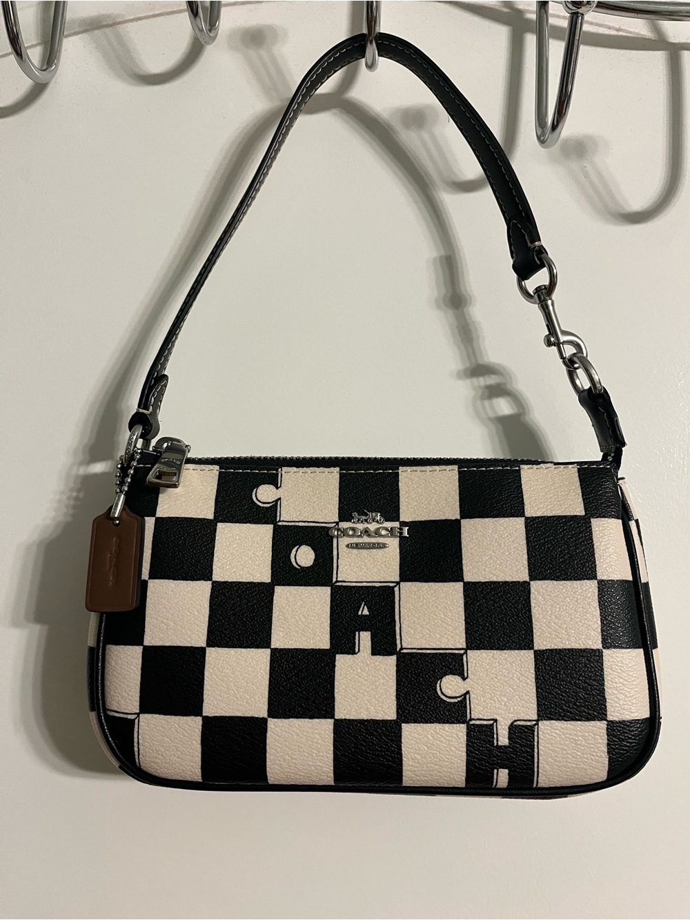 Coach Black & White Checkerboard Mini Shoulder Bag
